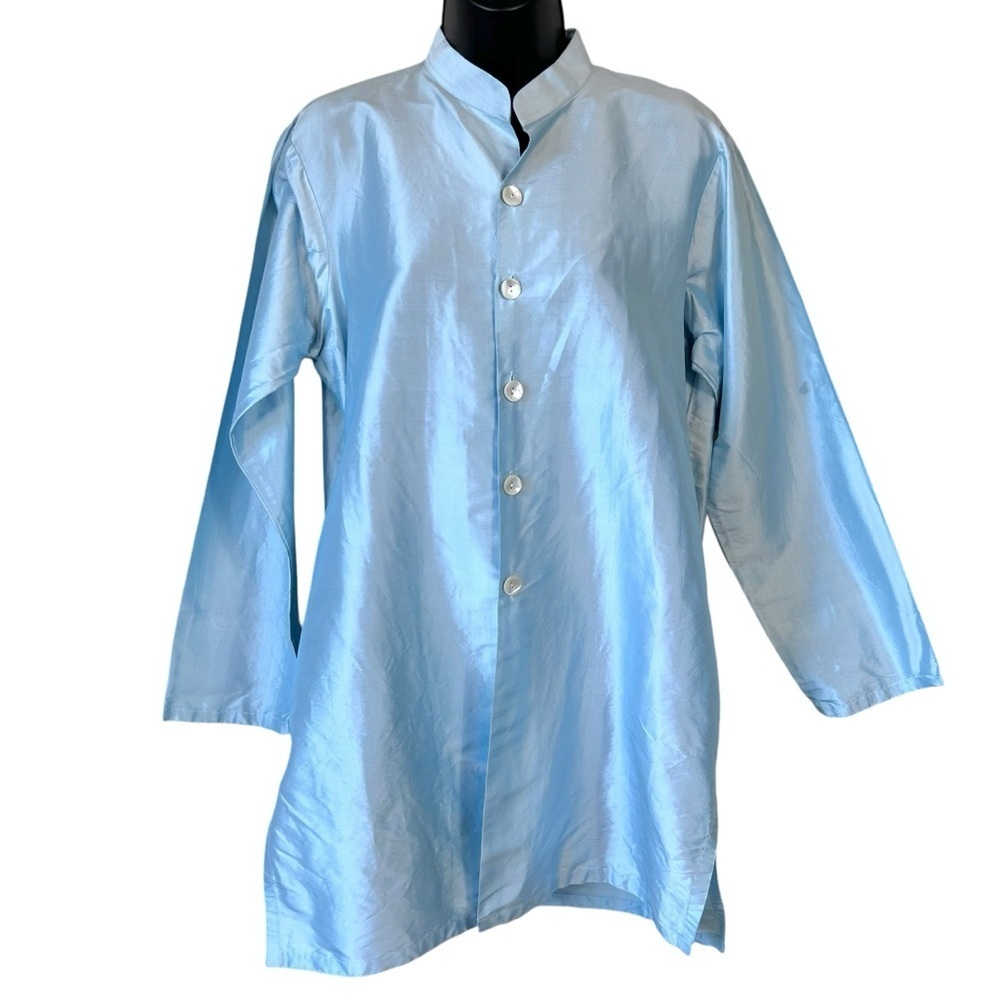 Fourth Daughter Silk Nehru Button Down Shirt Jacket